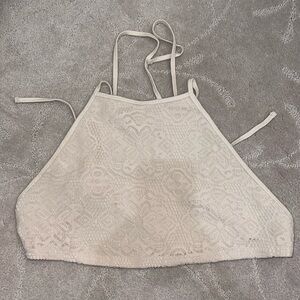 NEVER WORN!!! Cream tie-up cropped top